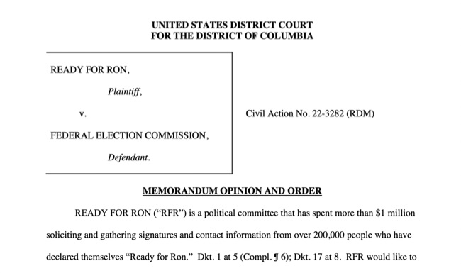 The Value of a Political Email List: Ready for Ron (RFR) versus the FEC Court opinion